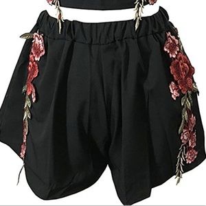 Rose embroidered dress shorts